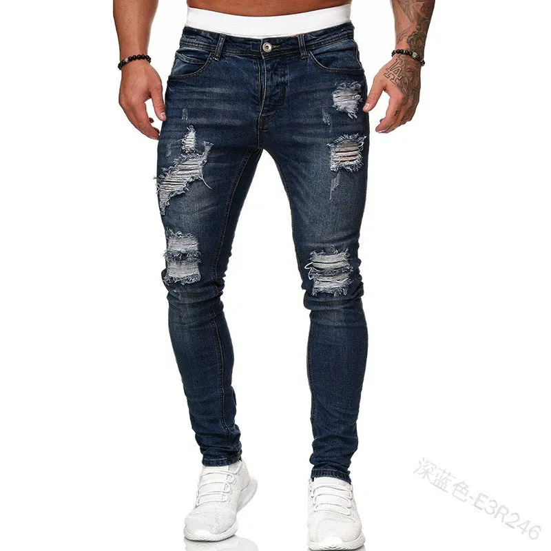 Men's washed men's Jeans clothing