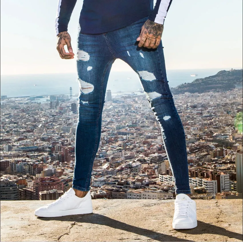 Men's washed men's Jeans clothing