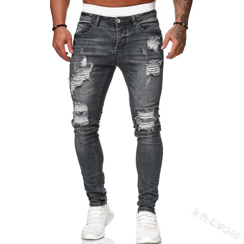 Men's washed men's Jeans clothing