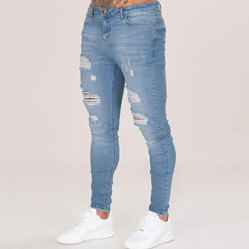 Men's washed men's Jeans clothing