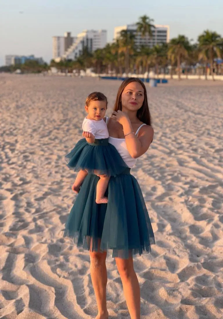 Mini Petrol Blue Tulle Skirt
