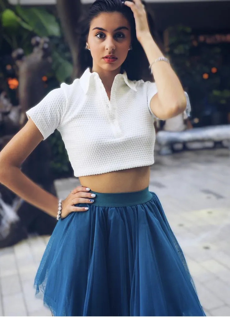 Mini Petrol Blue Tulle Skirt