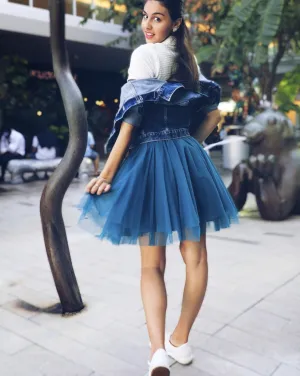 Mini Petrol Blue Tulle Skirt