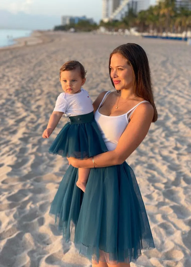 Mini Petrol Blue Tulle Skirt