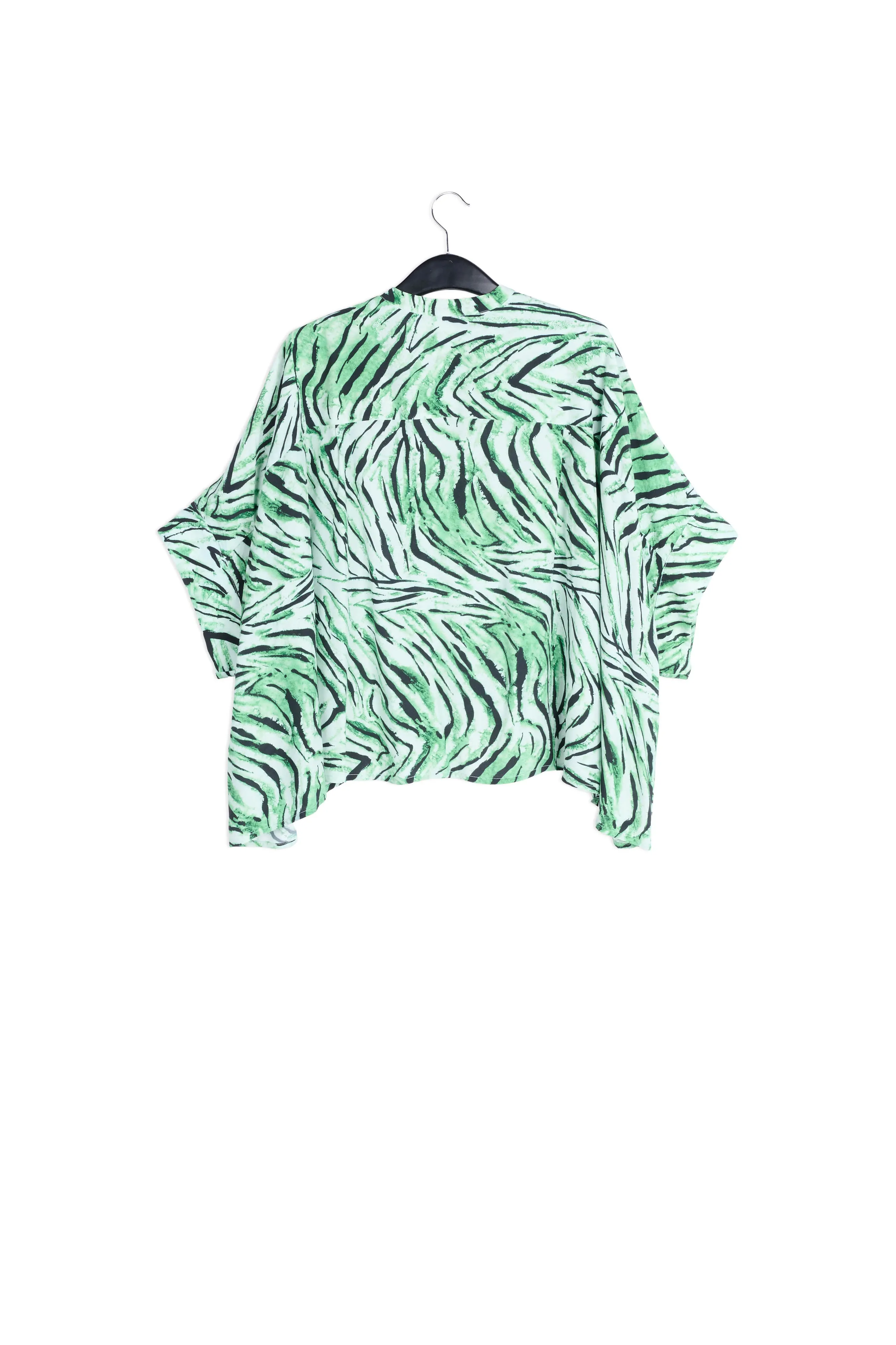 Mint green oversized top with tiger motif
