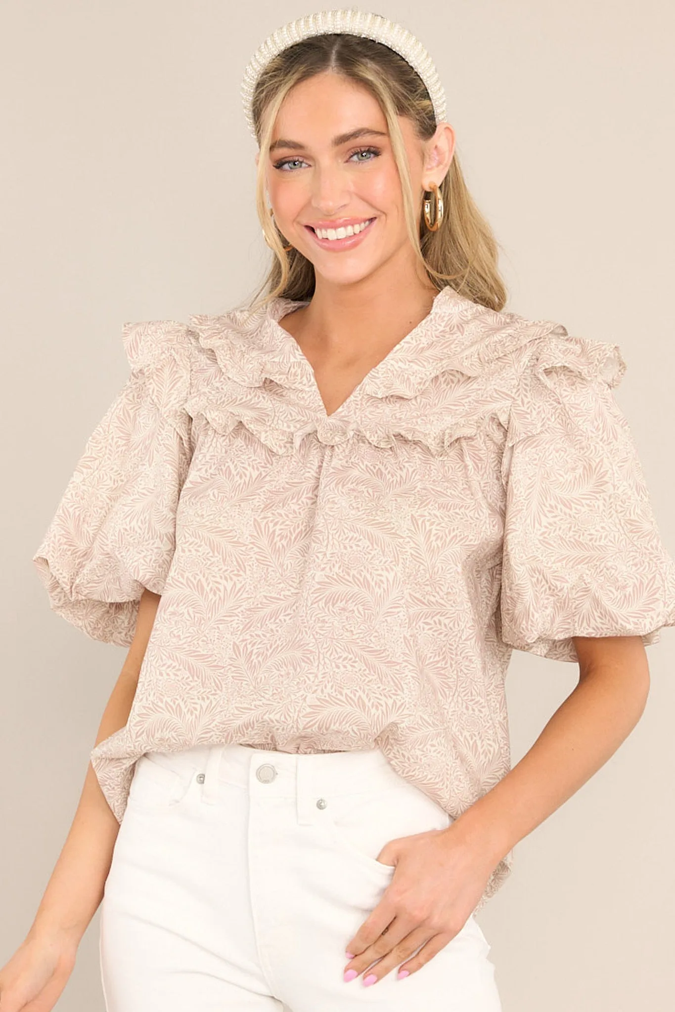 My Darling Days Taupe Print Top