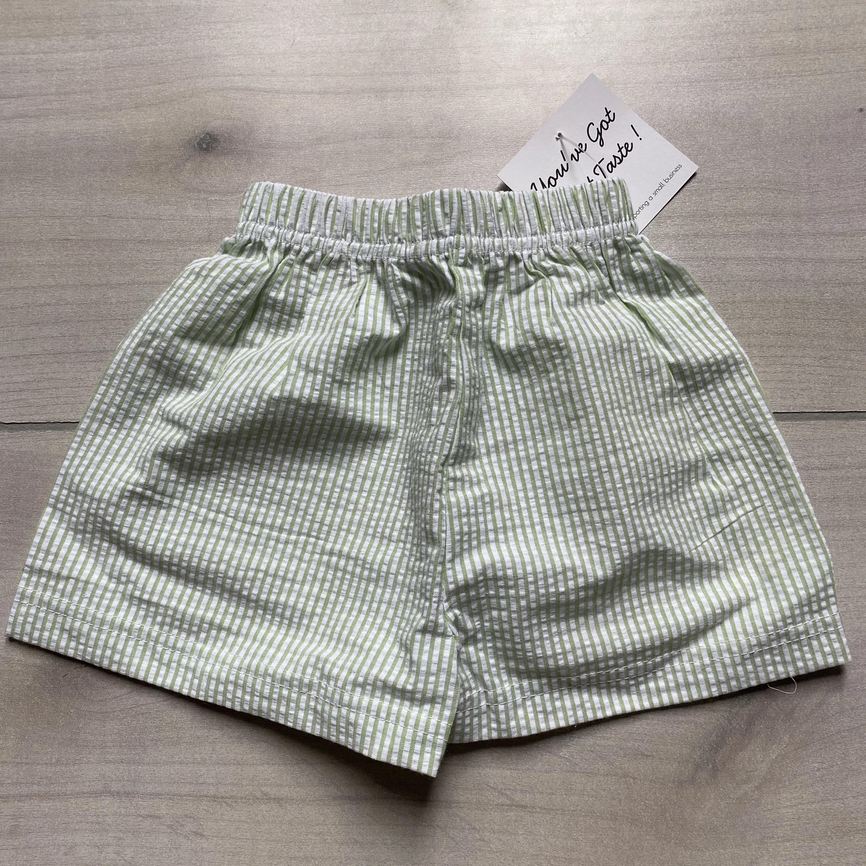 NEW Boutique Green Striped Seersucker Shorts