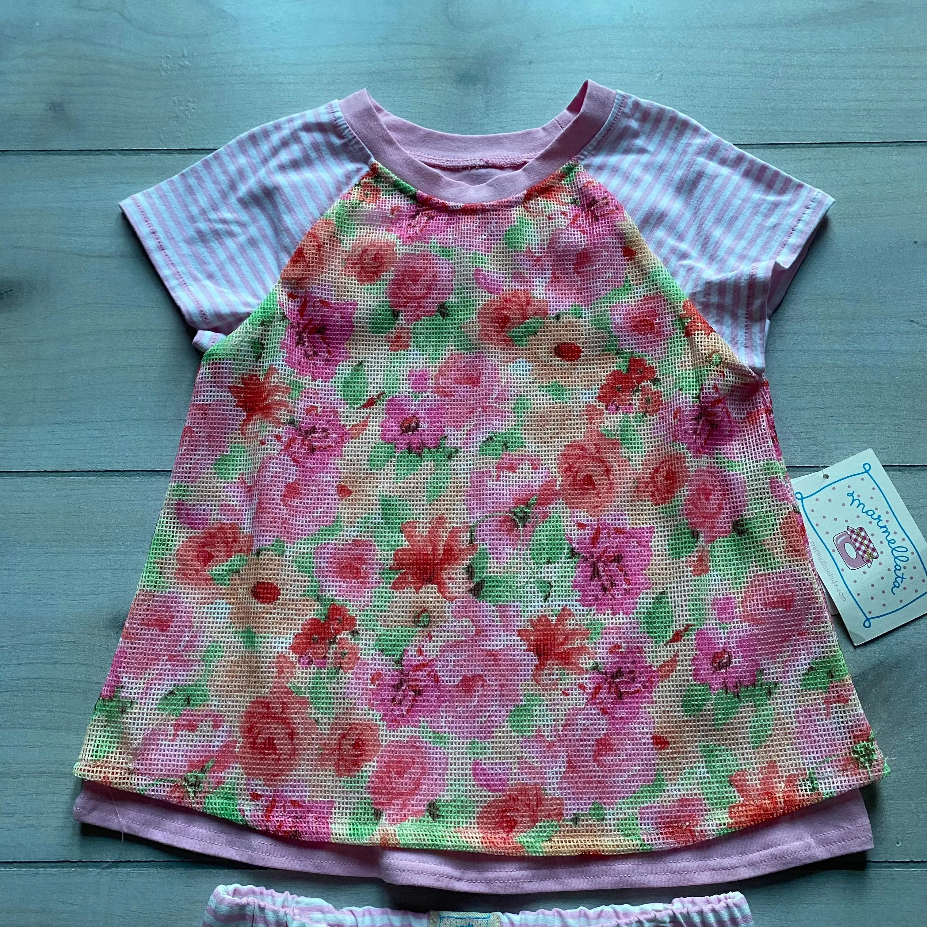 NEW Marmellata Pink Floral Striped Short Set