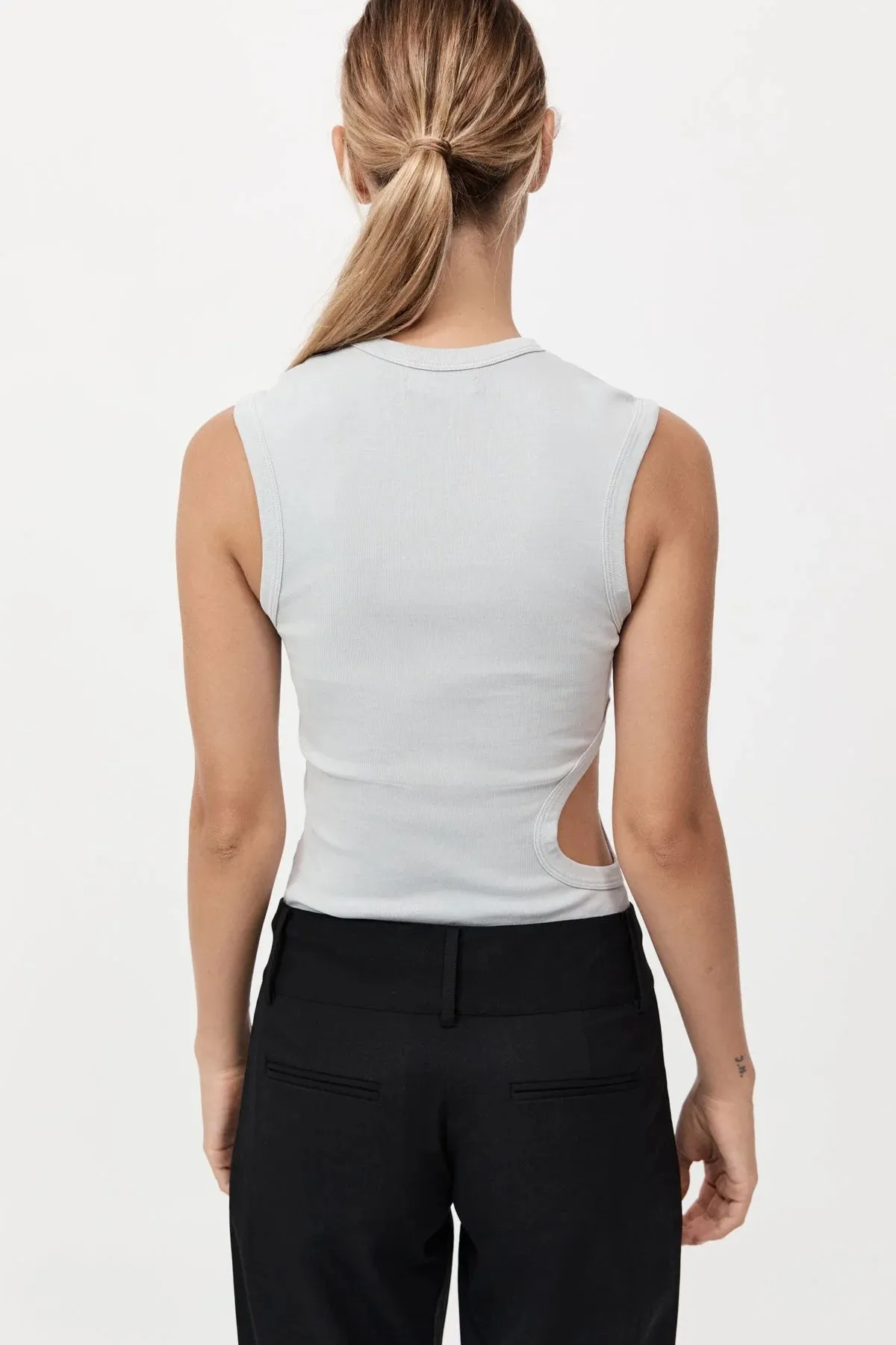 Organic Cotton Cut Out Tank in Silver