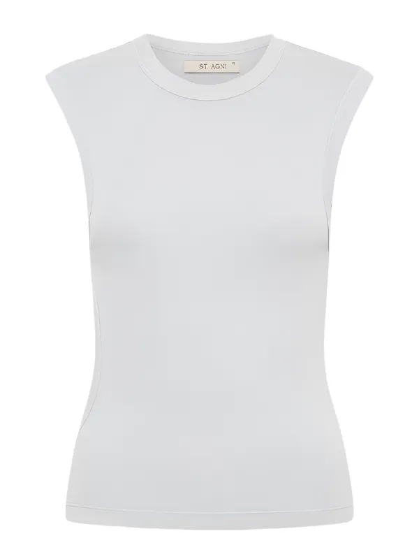 Organic Cotton Cut Out Tank in Silver