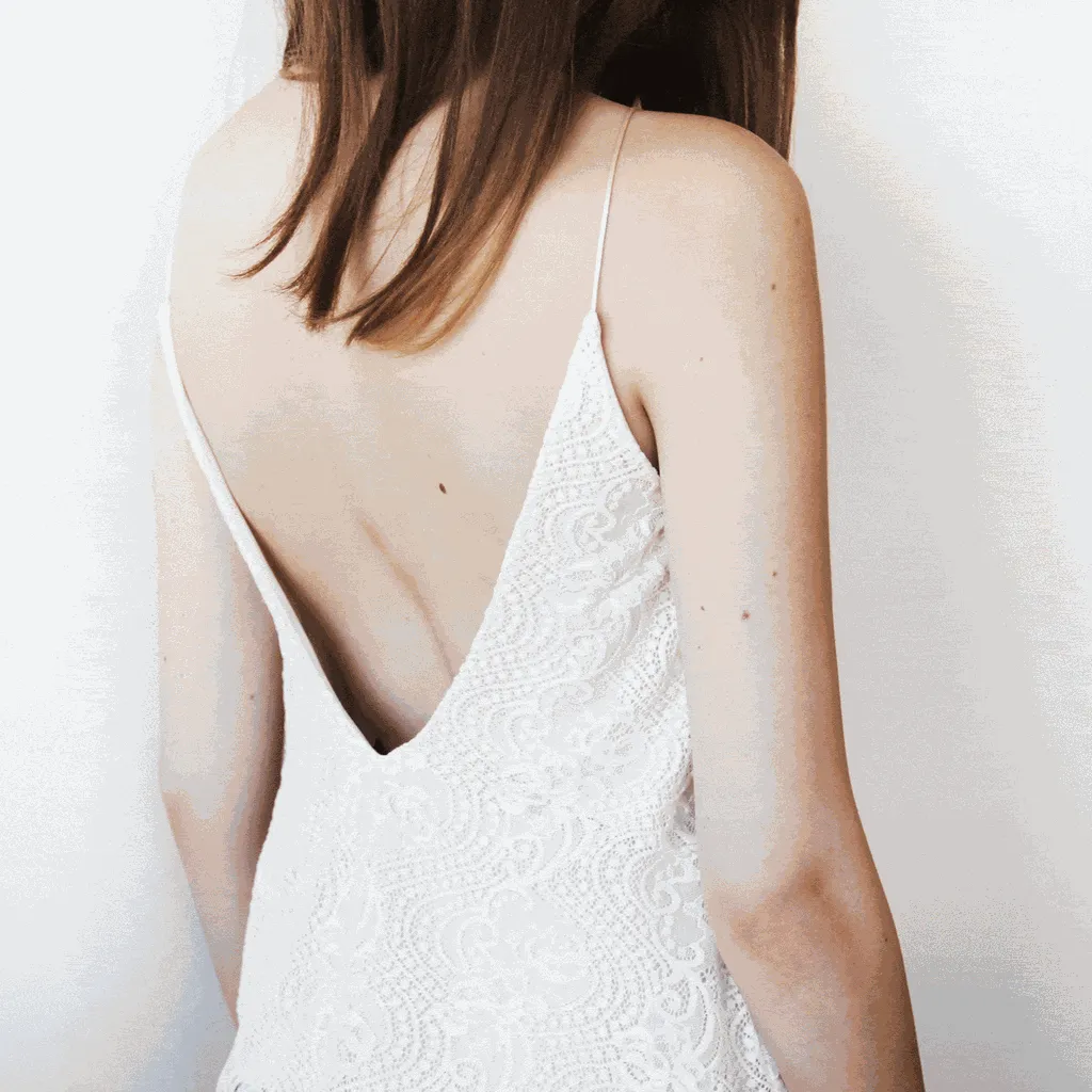 Original Ivory Open-Back Lace Bridal Top #2018