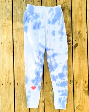 Periwinkle & White Sweatpants w/ Radiant Heart