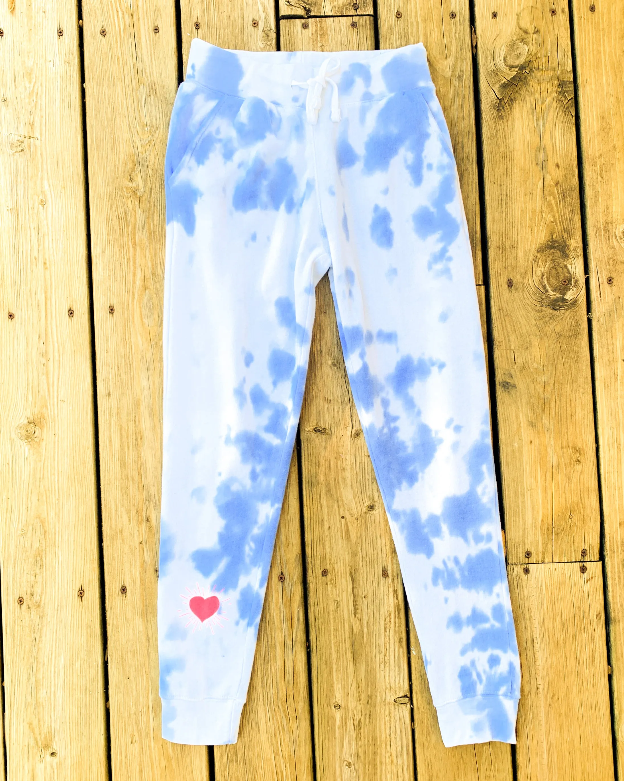 Periwinkle & White Sweatpants w/ Radiant Heart