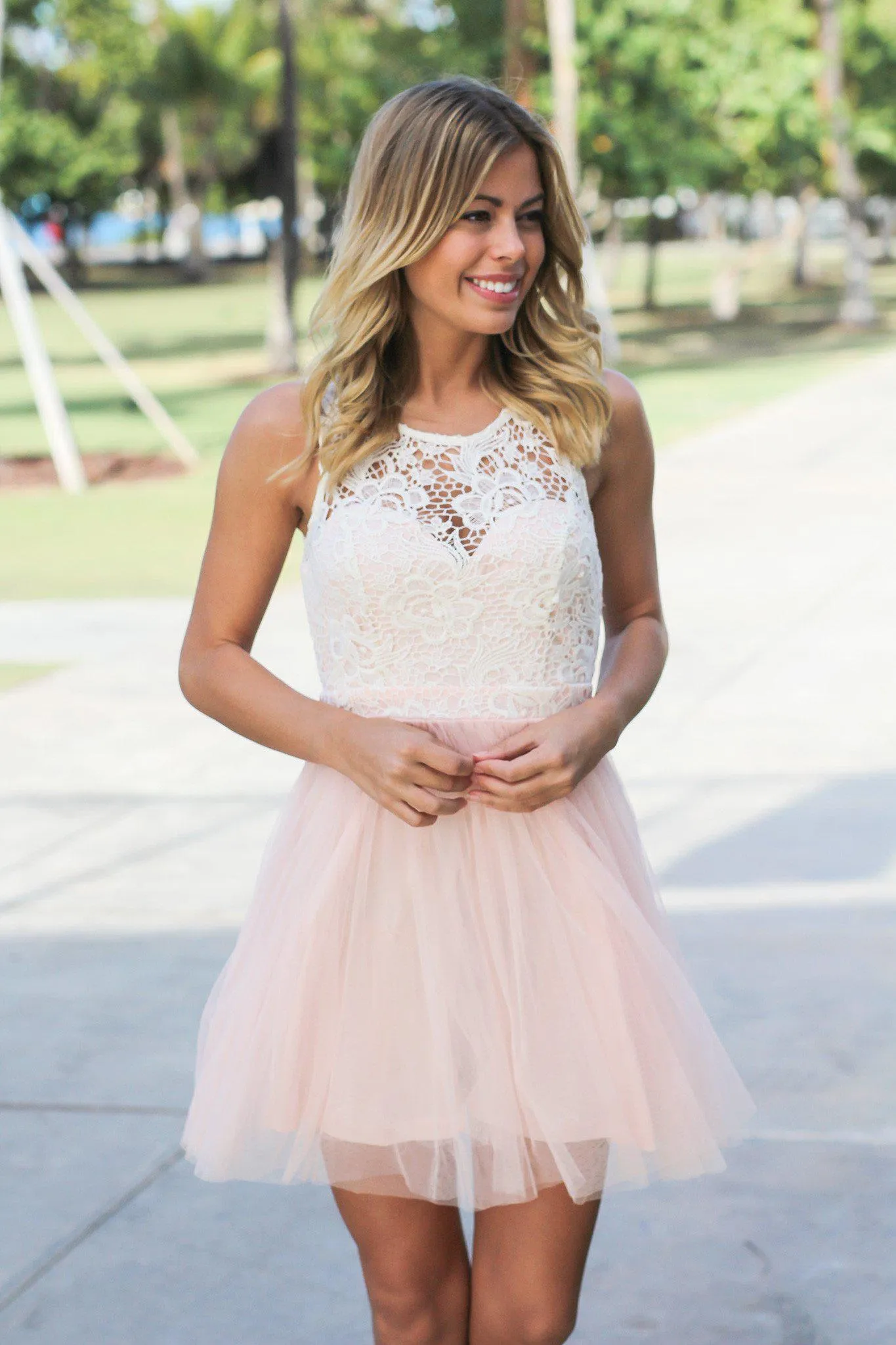 Pink Tulle Short Dress