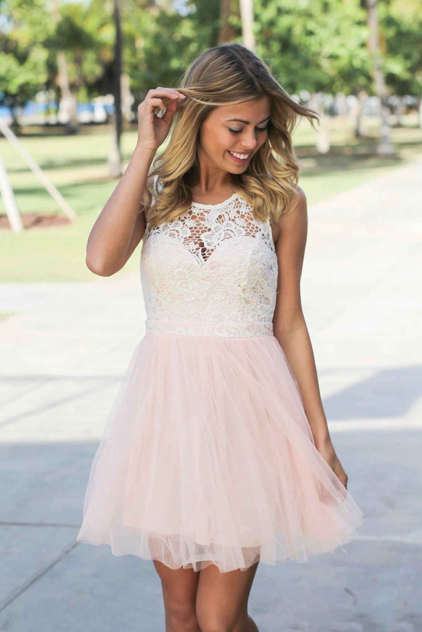 Pink Tulle Short Dress