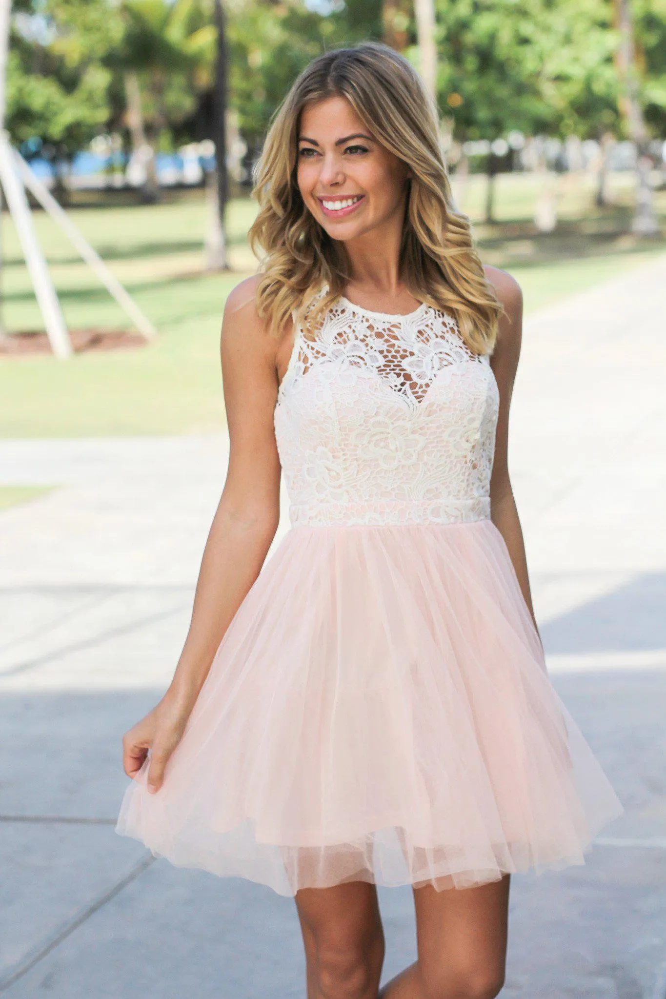 Pink Tulle Short Dress