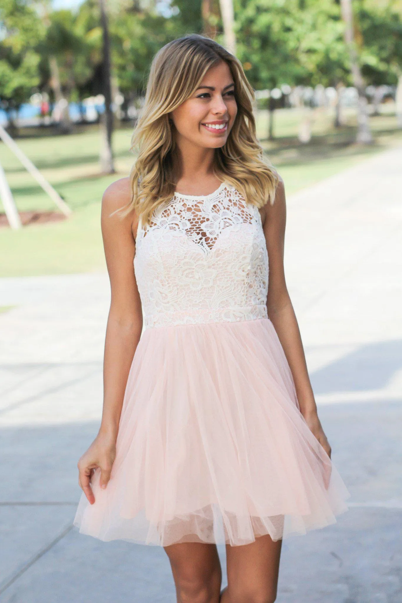 Pink Tulle Short Dress