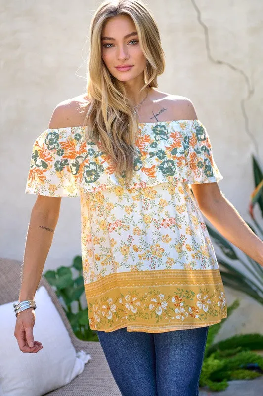 Playful Vibes Off the Shoulder Top