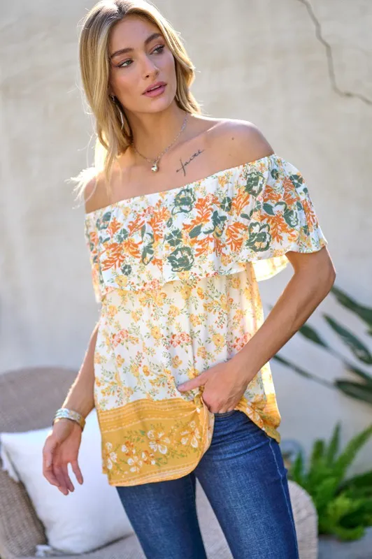 Playful Vibes Off the Shoulder Top