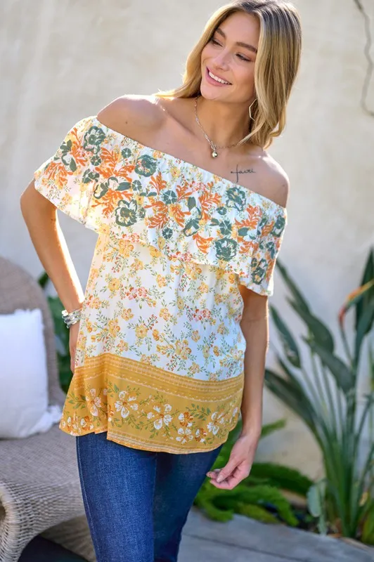 Playful Vibes Off the Shoulder Top