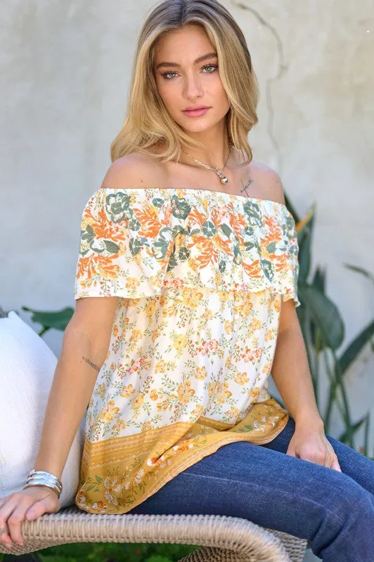 Playful Vibes Off the Shoulder Top
