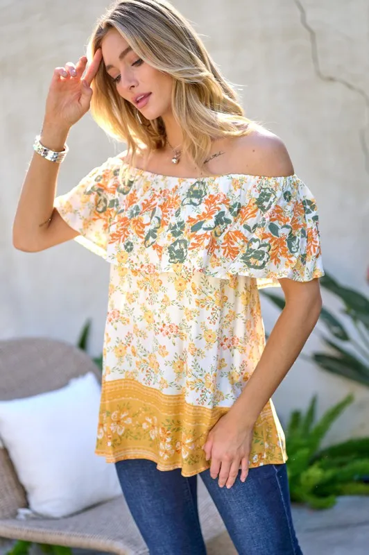 Playful Vibes Off the Shoulder Top