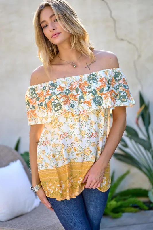 Playful Vibes Off the Shoulder Top
