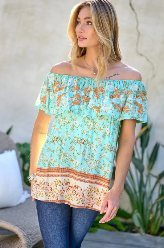 Playful Vibes Off the Shoulder Top