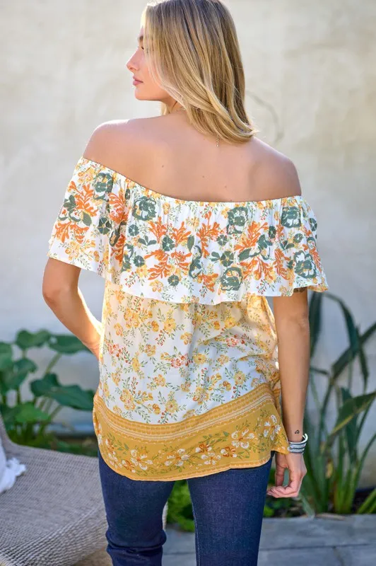 Playful Vibes Off the Shoulder Top