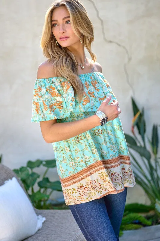 Playful Vibes Off the Shoulder Top