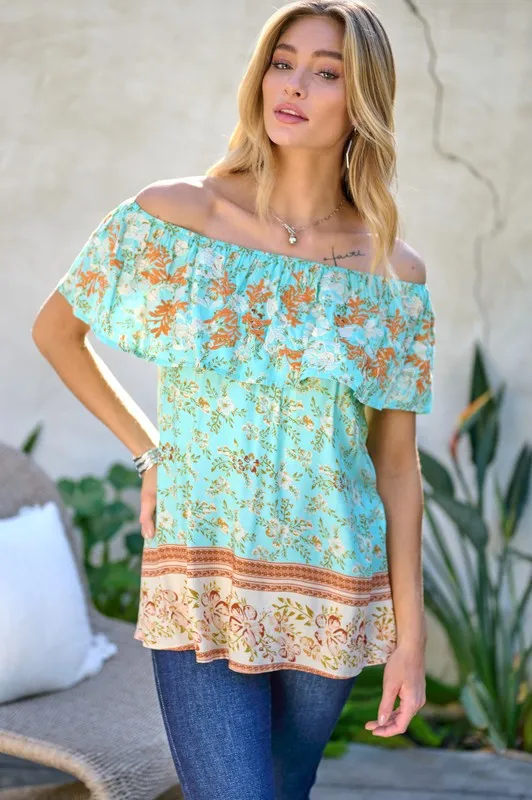 Playful Vibes Off the Shoulder Top