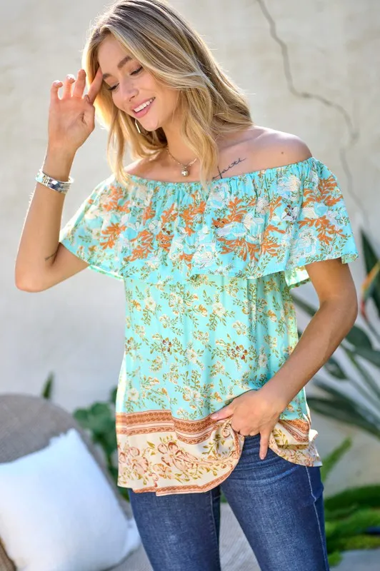 Playful Vibes Off the Shoulder Top