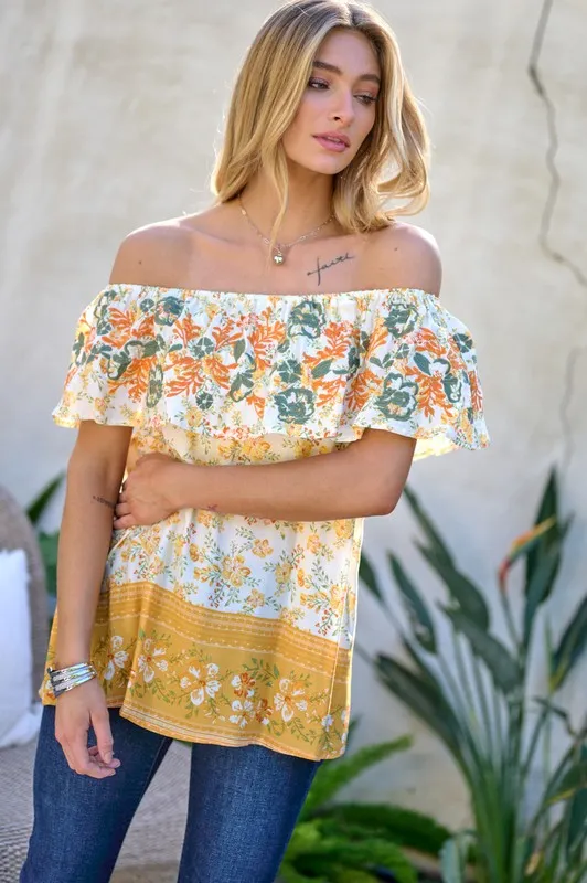 Playful Vibes Off the Shoulder Top