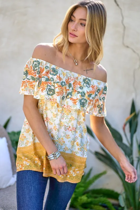 Playful Vibes Off the Shoulder Top