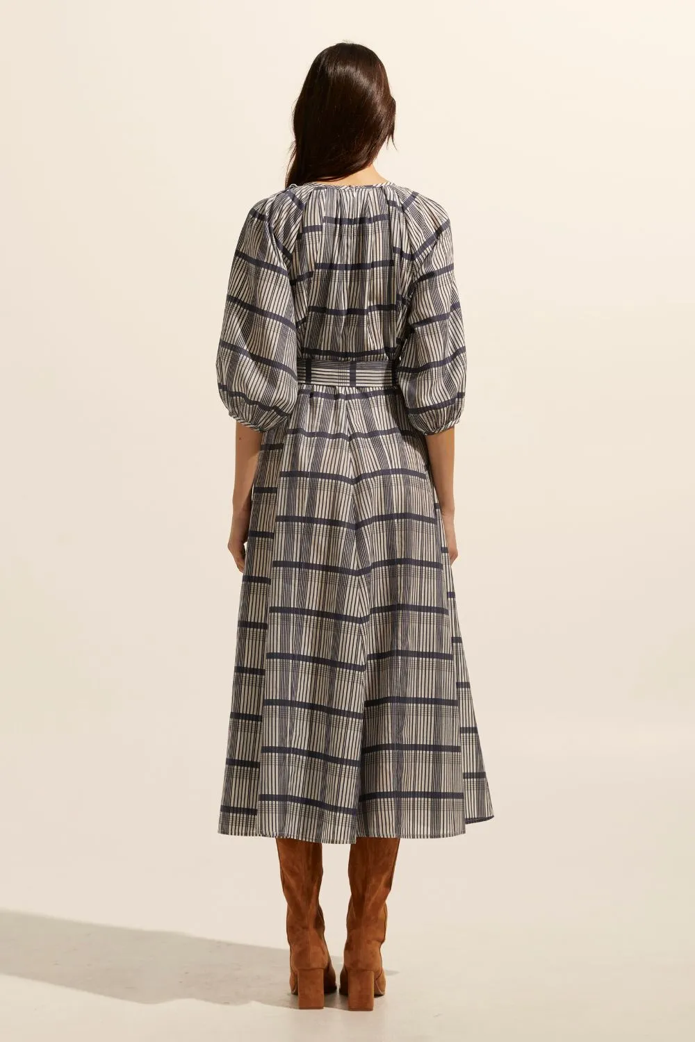 Regard dress - Ink/porcelain check