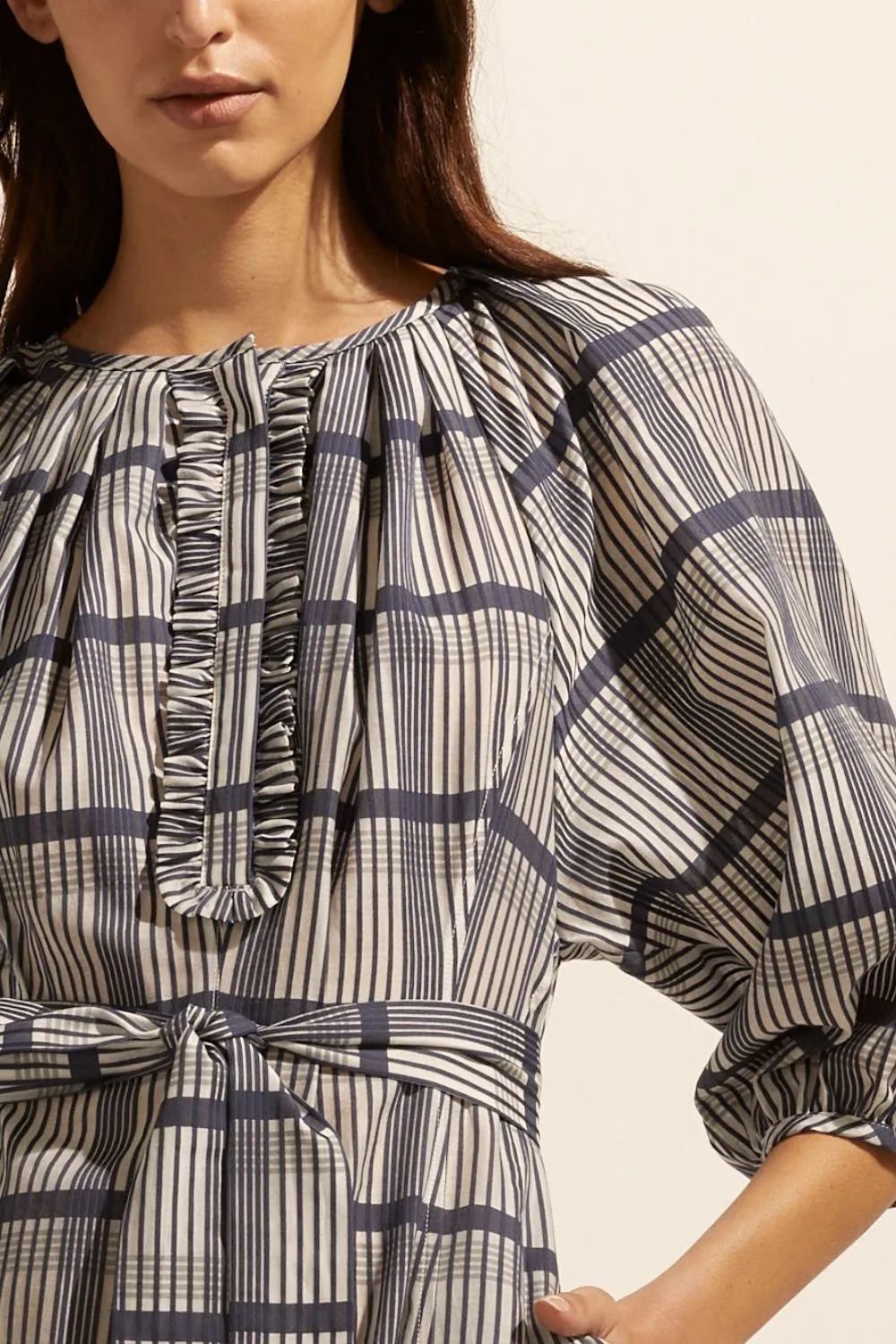 Regard dress - Ink/porcelain check