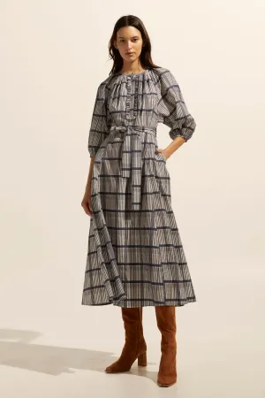 Regard dress - Ink/porcelain check