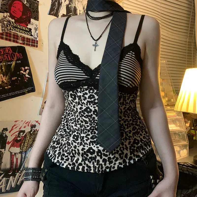 Roma Striped Leopard Camisole