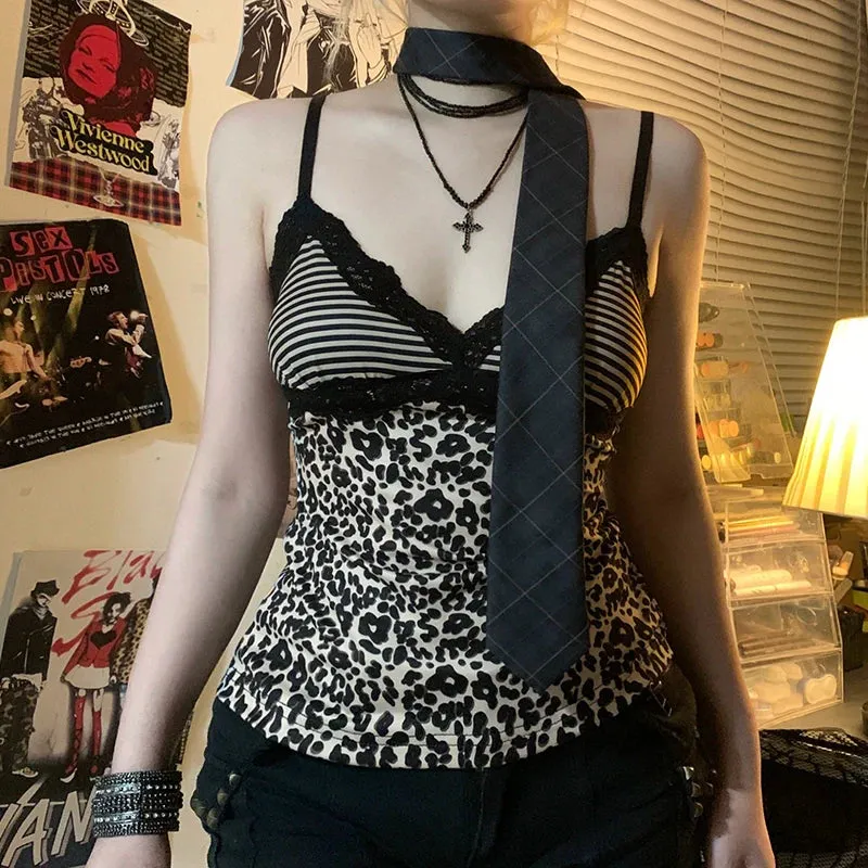 Roma Striped Leopard Camisole