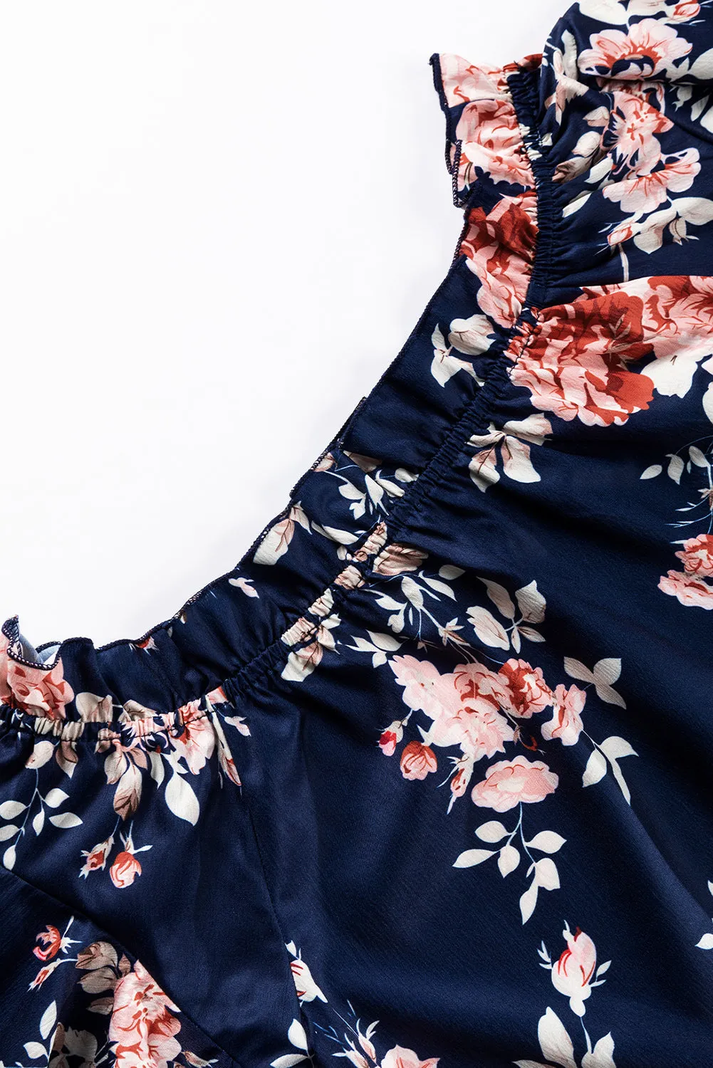 Ruffle Flounce Sleeve Floral Blouse