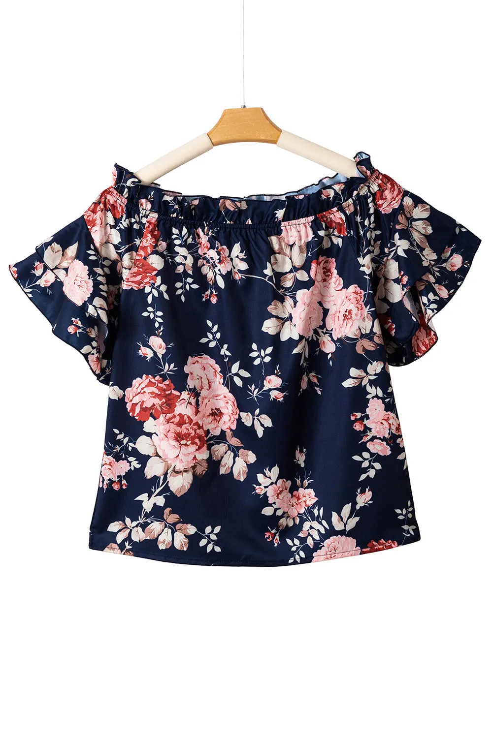 Ruffle Flounce Sleeve Floral Blouse