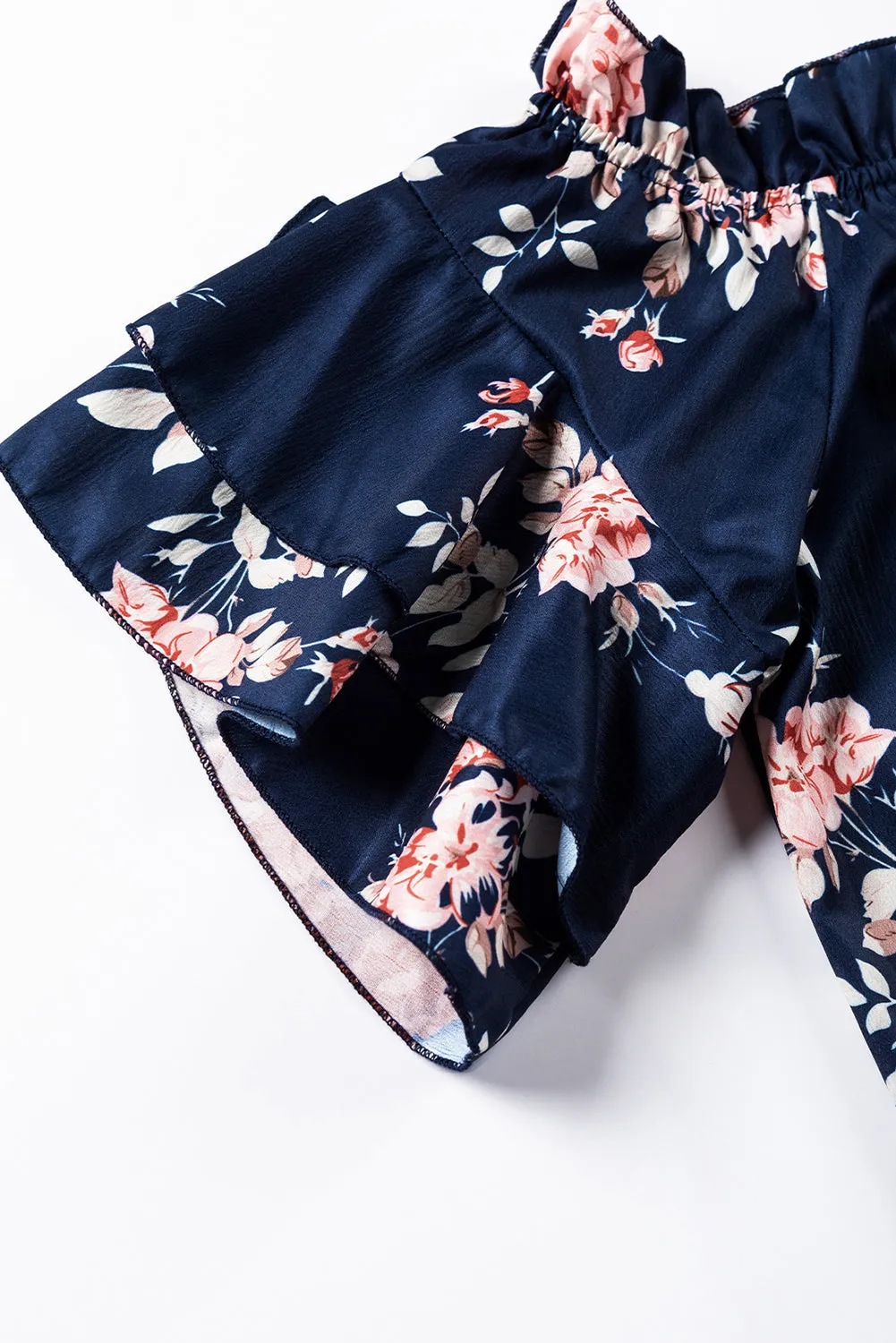 Ruffle Flounce Sleeve Floral Blouse