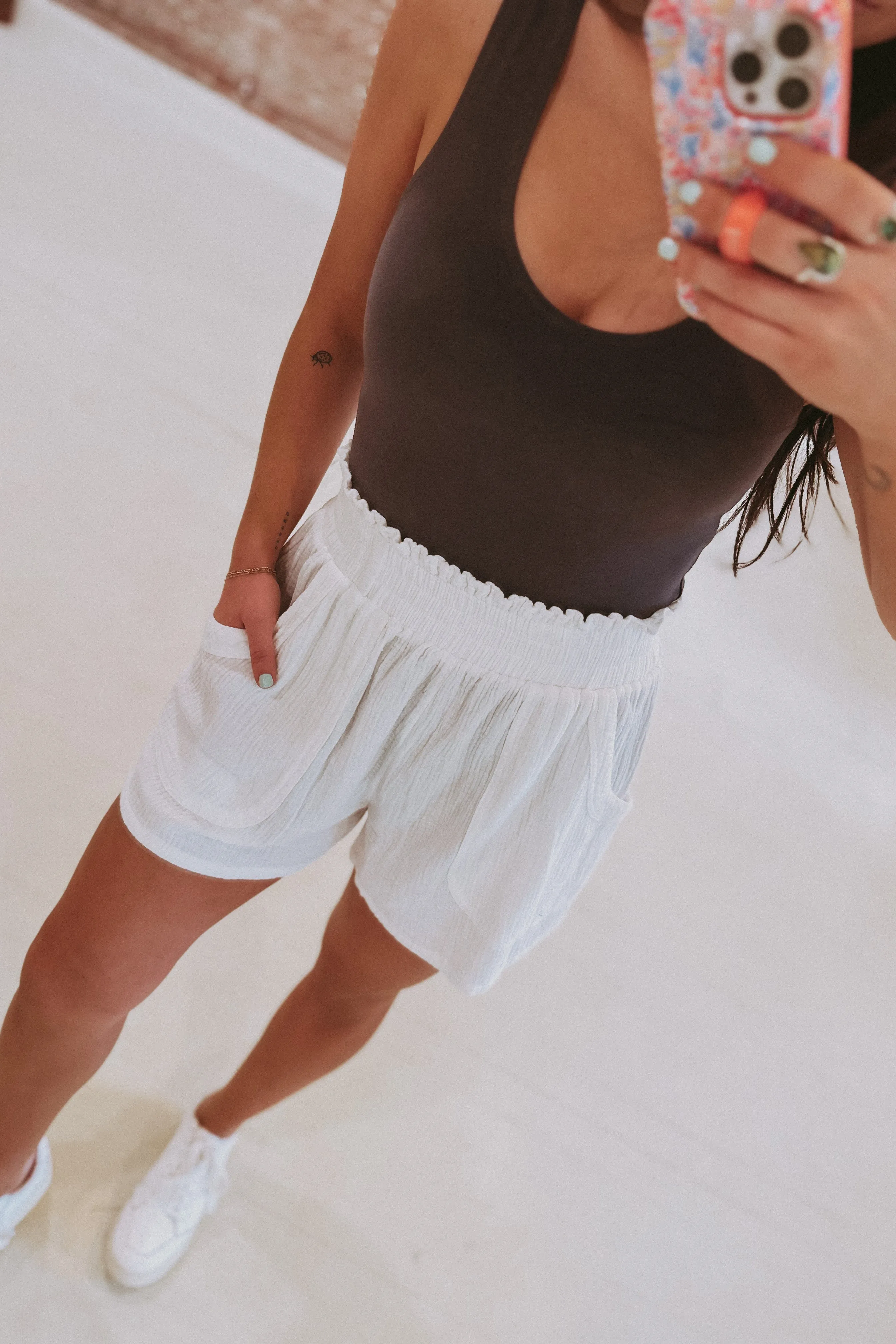 Smocked Waist Gauze Shorts
