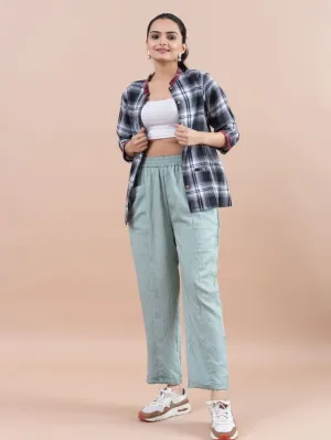 stylish pure viscose relaxed panelled pants with side square patch pockets - Light Green