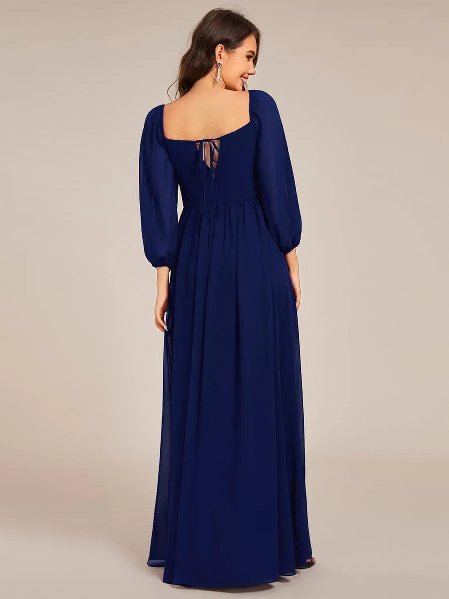 Sweetheart Neckline 3/4 Sleeve Chiffon Bridesmaid Dress