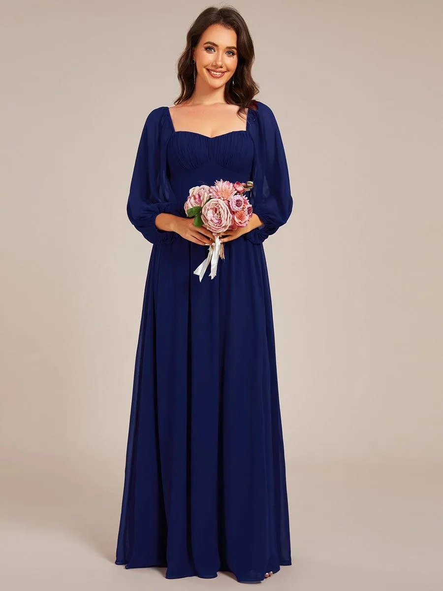 Sweetheart Neckline 3/4 Sleeve Chiffon Bridesmaid Dress