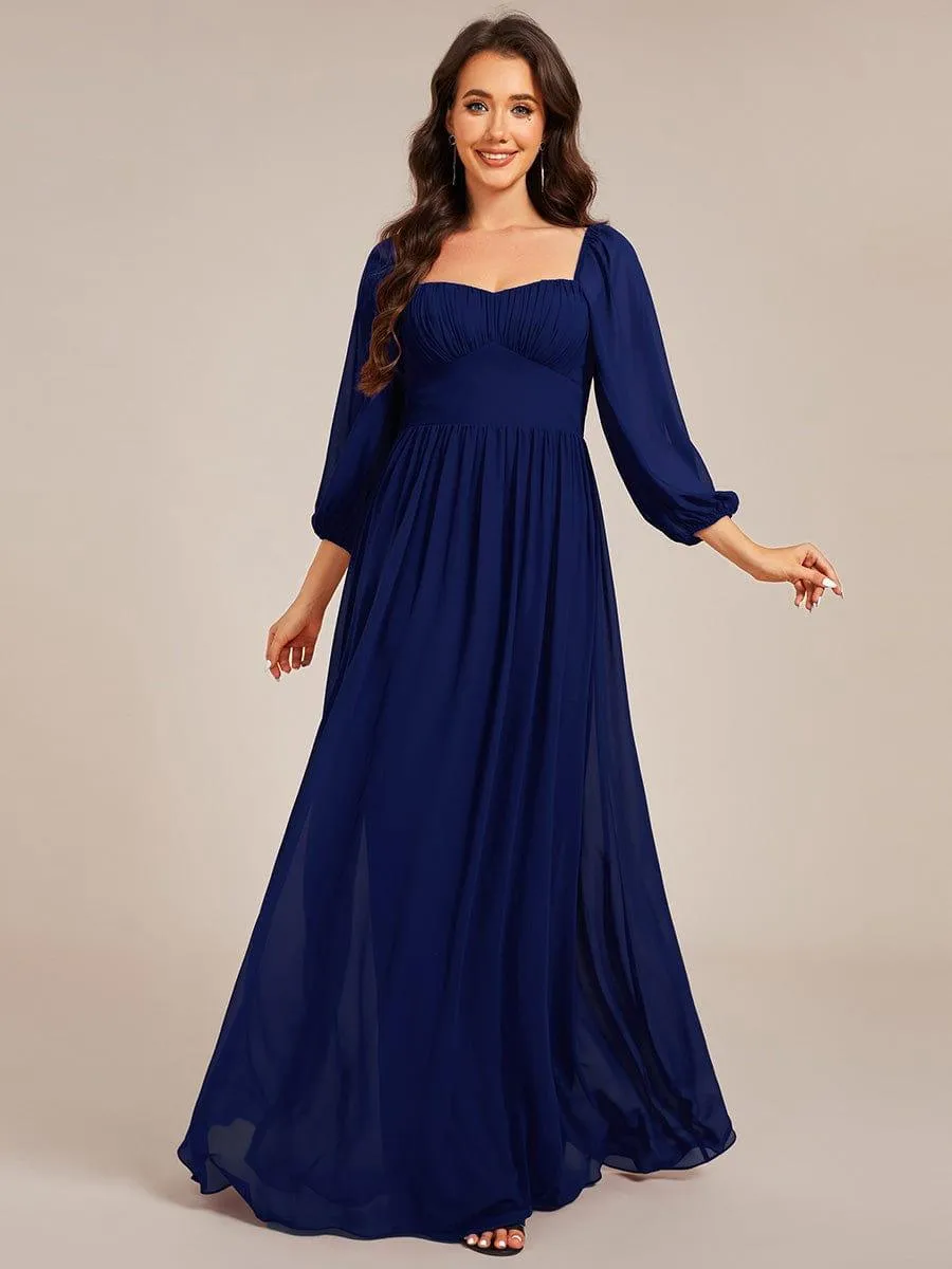 Sweetheart Neckline 3/4 Sleeve Chiffon Bridesmaid Dress