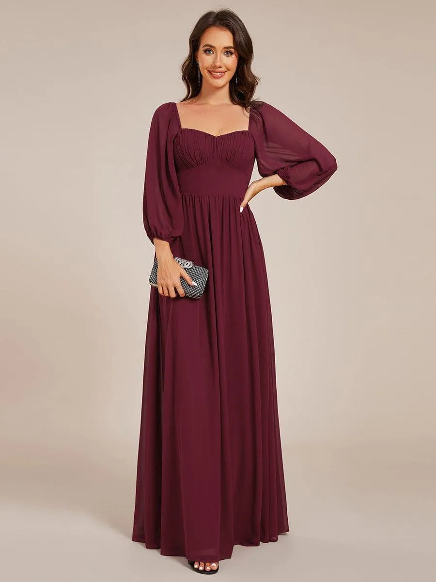 Sweetheart Neckline 3/4 Sleeve Chiffon Bridesmaid Dress