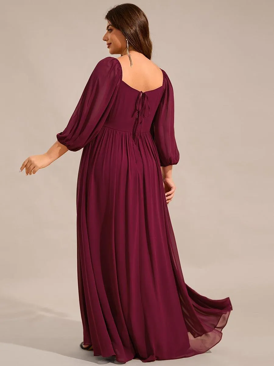 Sweetheart Neckline 3/4 Sleeve Chiffon Bridesmaid Dress