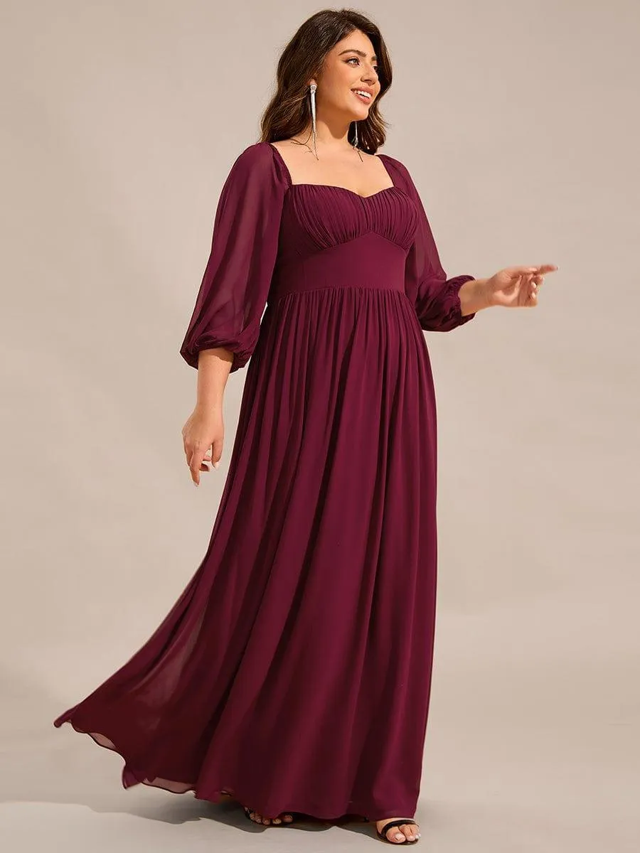 Sweetheart Neckline 3/4 Sleeve Chiffon Bridesmaid Dress